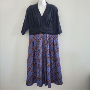 Eshakti Chelsea style plaid purple black dress xl